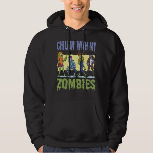 Chillin With My Zombies Halloween Boys Kids Hoodie
