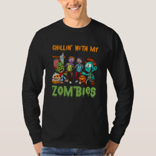 Chillin With My Zombies Halloween Boys Kids Zombie T-Shirt