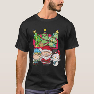 Chillin' With Santa Boy Snowman Red Car Christmas T-Shirt