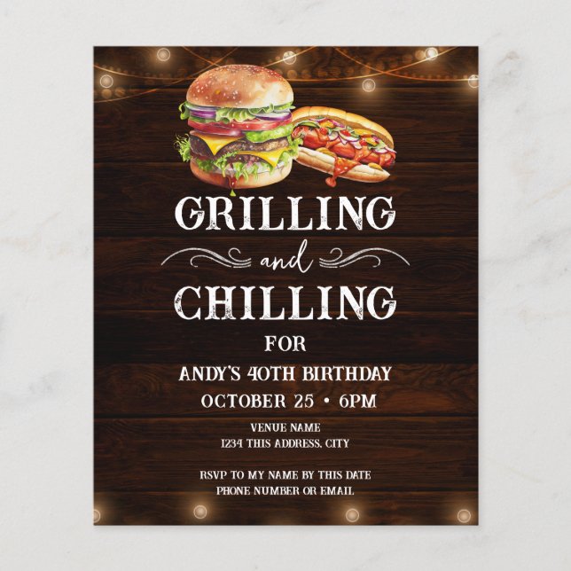 Chilling and Grilling 40th Birthday Invite  (Front)