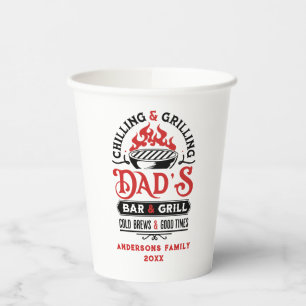 Chilling and grilling dad's bar and grill design 2 paper cups