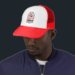 Chilling and grilling dad's bar and grill design 2 trucker hat<br><div class="desc">Chilling and grilling Dad's Bar and Grill- serving cold brews and good times- black and red vintage typography design with a customisable text in red to personalise this year's fathers day celebration.</div>