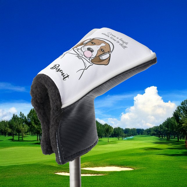 Chilling Beagle with Bubblegum Cute Funny Dog Golf Head Cover (Creator Uploaded)