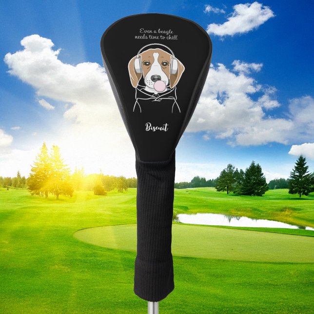 Chilling Beagle with Bubblegum Cute Funny Dog Golf Head Cover (Creator Uploaded)