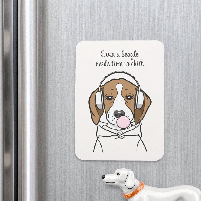 Chilling Beagle with Bubblegum Cute Funny Dog Magnet (Creator Uploaded)