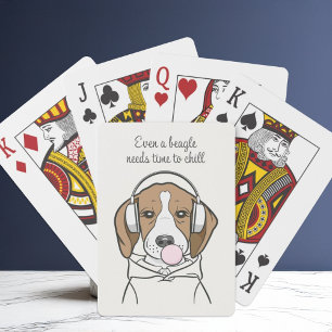 Chilling Beagle with Bubblegum Cute Funny Dog Playing Cards