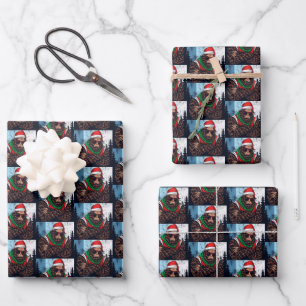 Chilling Bigfoot Santa Claus Funny Sasquatch Wrapping Paper Sheet