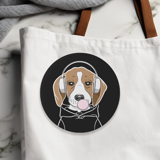 Chilling Dog with Bubblegum Cute Funny Beagle 7.5 Cm Round Badge (Creator Uploaded)