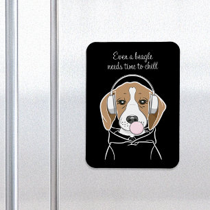Chilling Dog with Bubblegum Cute Funny Beagle Magnet