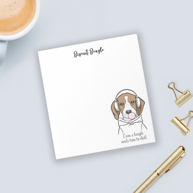 Chilling Dog with Bubblegum Cute Funny Beagle Notepad (Creator Uploaded)