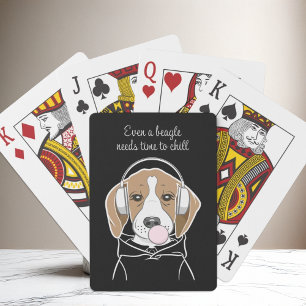 Chilling Dog with Bubblegum Cute Funny Beagle Playing Cards
