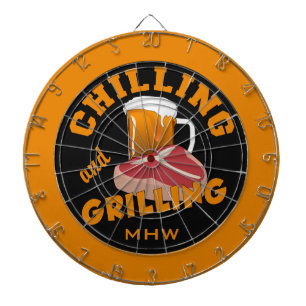 Chilling & Grilling custom monogram dart board