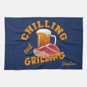 Chilling & Grilling custom name hand towel
