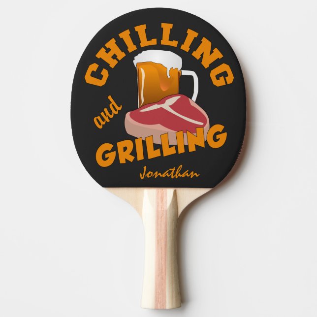Chilling & Grilling custom name ping pong paddle (Front)