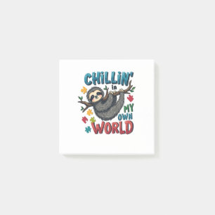 Chilling in My World Sloth Autism Awareness Post-it Notes