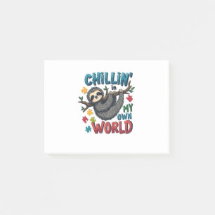 Chilling in My World Sloth Autism Awareness Post-it Notes