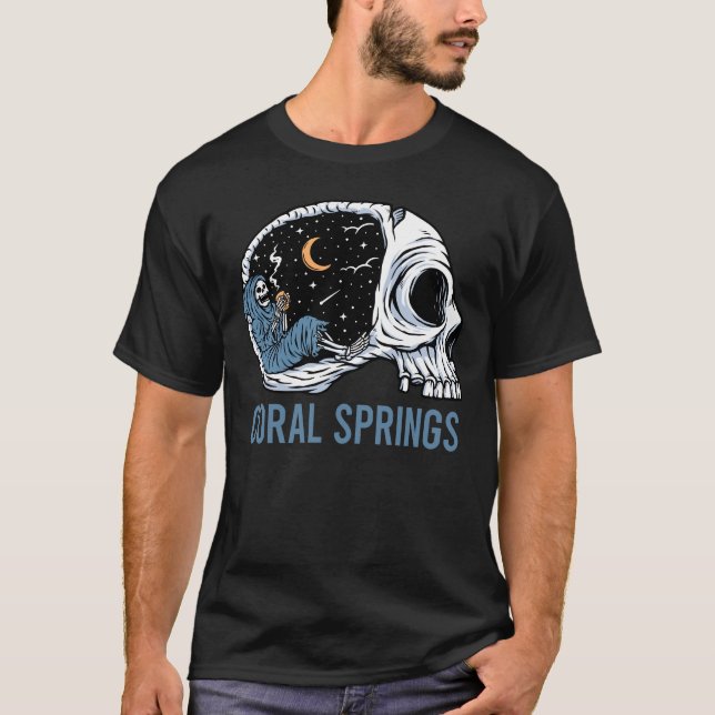 Chilling Skeleton - Coral Springs T-Shirt (Front)