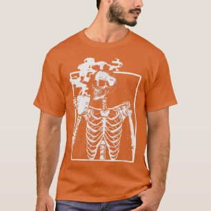 Chilling Skeleton Drink Coffee Happy Halloween Hor T-Shirt