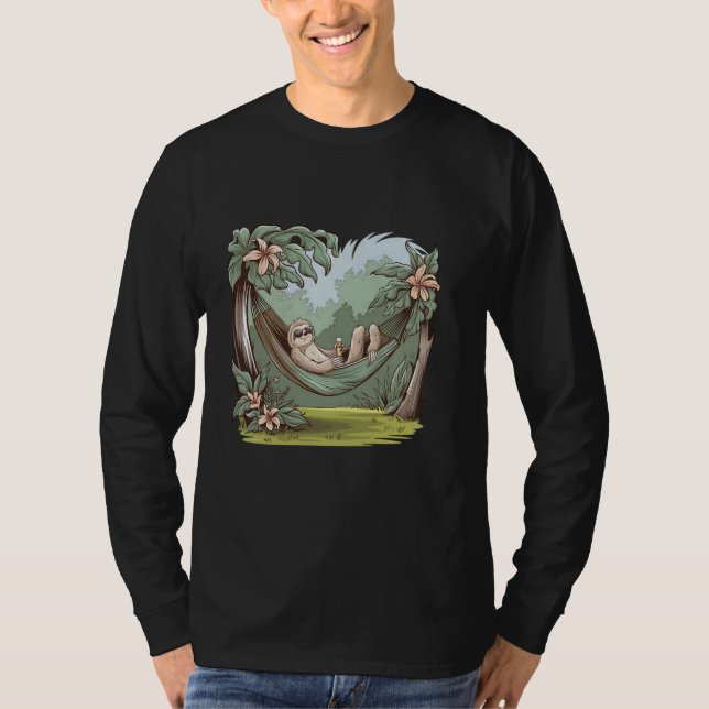 Chilling Sloth In The Hammock T-Shirt (Front)