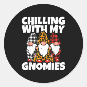 Chilling With My Gnomies _ Cute Garden Gnome Chris Classic Round Sticker
