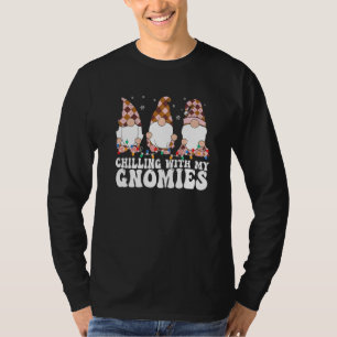 Chilling With My Gnomies Plaid Christmas Santa Gno T-Shirt