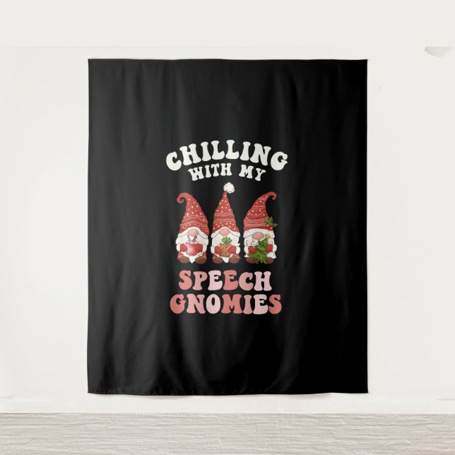 Chilling With My Speech Gnomies Xmas SLP Tapestry (Front)