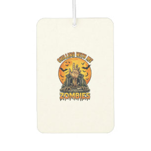 Chilling Zombies Hand Tombstone Full Moon Bats Car Air Freshener