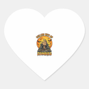 Chilling Zombies Hand Tombstone Full Moon Bats Heart Sticker