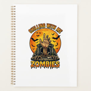 Chilling Zombies Hand Tombstone Full Moon Bats Planner