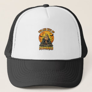 Chilling Zombies Hand Tombstone Full Moon Bats Trucker Hat