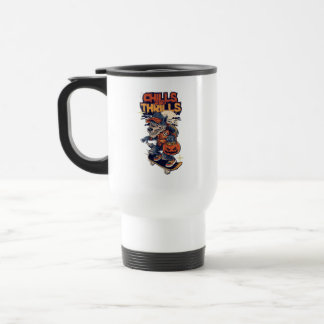 Chills and Thrills Halloween Werewolf Skateboard Travel Mug