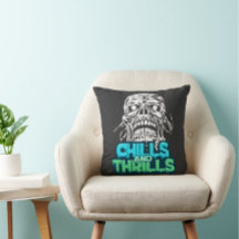 Chills and Thrills Skull Graphic Halloween Horror 