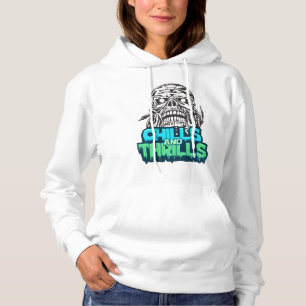 Chills and Thrills Skull Graphic Halloween Horror Hoodie