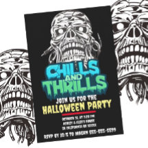 Chills and Thrills Skull Graphic Halloween Horror 