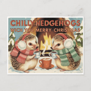 Chilly hedgehog Christmas Postcard
