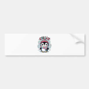 Chilly Penguin Snowy Scarf Hug Bumper Sticker