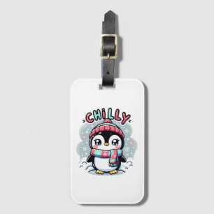 Chilly Penguin Snowy Scarf Hug Luggage Tag