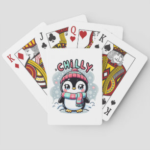 Chilly Penguin Snowy Scarf Hug Playing Cards