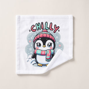 Chilly Penguin Snowy Scarf Hug Wash Cloth