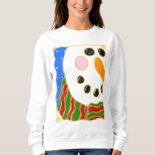 Chilly Snowman Abstract Christmas Art to Wear Sweatshirt