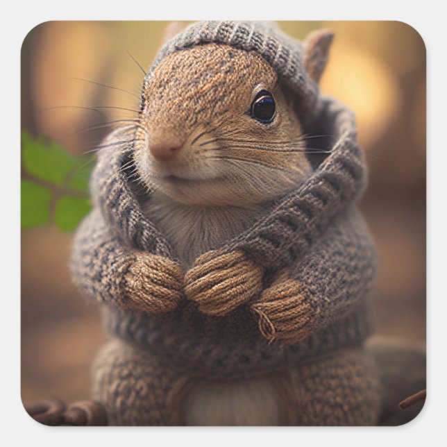 Chilly Squirrel Square Sticker (Front)