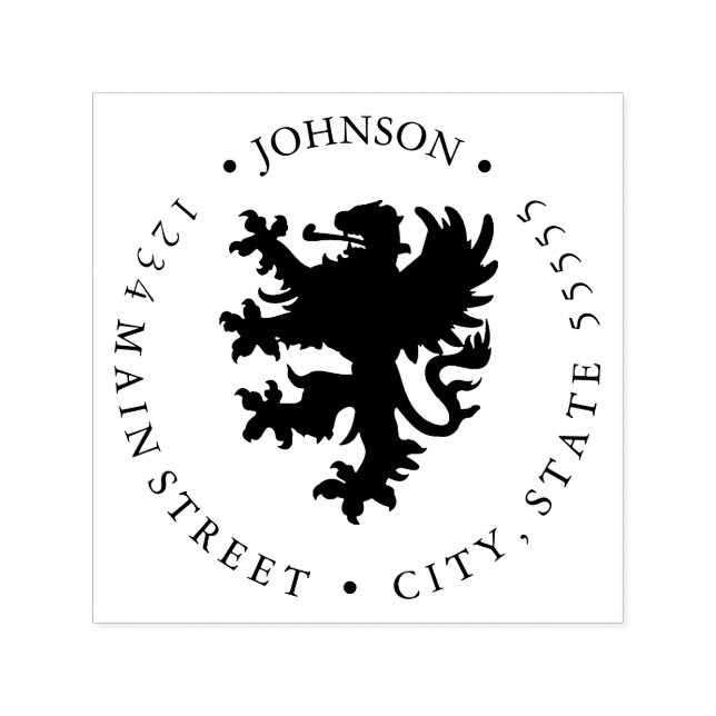 Chimera Lion Heraldry Return Label Self-inking Stamp (Design)