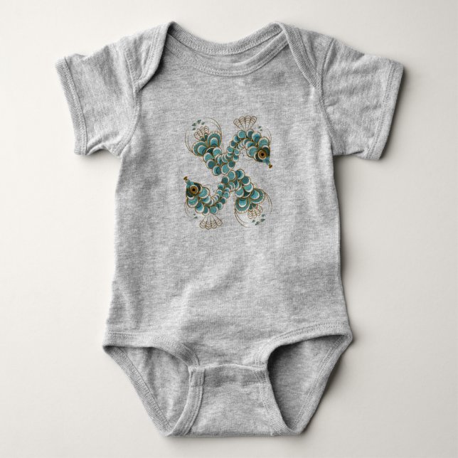 Chimera - Peacock Seahorse Baby One-Piece Bodysuit (Front)