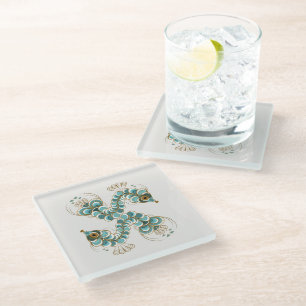 Chimera - Peacock Seahorse Glass Coaster