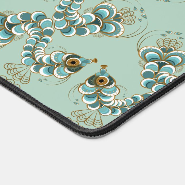 Chimera - Peacock Seahorse Pistachio Desk Mat (Corner)