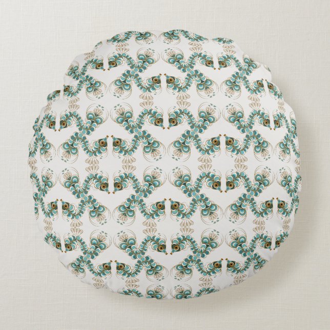 Chimera - Peacock Seahorse Round Throw Pillow (Front)