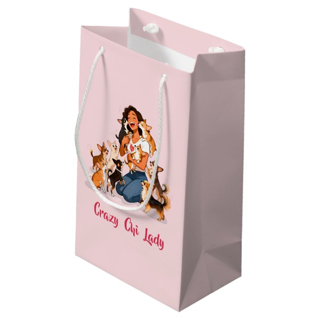 Chimigos - Crazy Chi Lady - Chihuahua  Small Gift Bag (Back Angled)