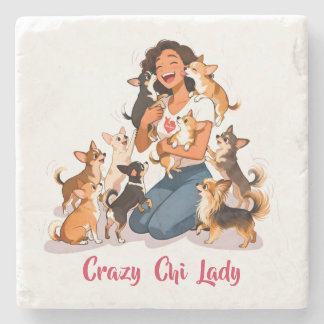 Chimigos - Crazy Chi Lady - Chihuahua  Stone Coaster