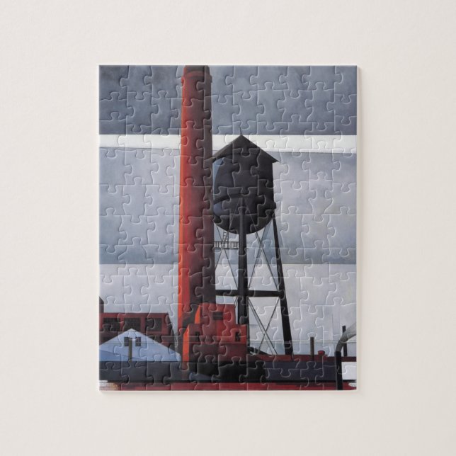 Chimney and Water Tower (by Charles Demuth) Jigsaw Puzzle (Vertical)