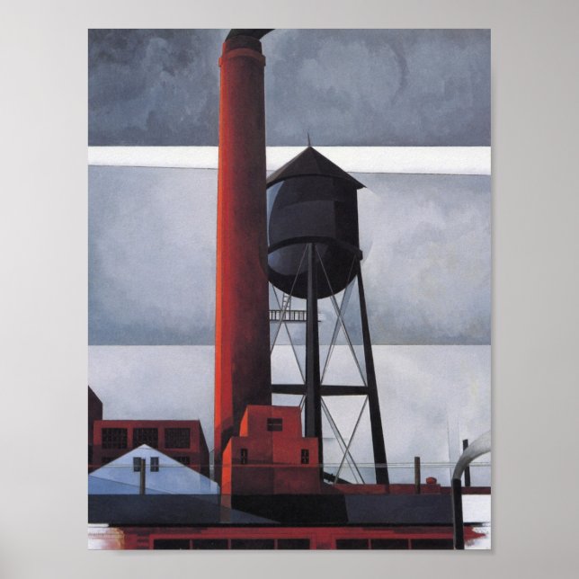 Chimney and Water Tower (by Charles Demuth) Poster (Front)